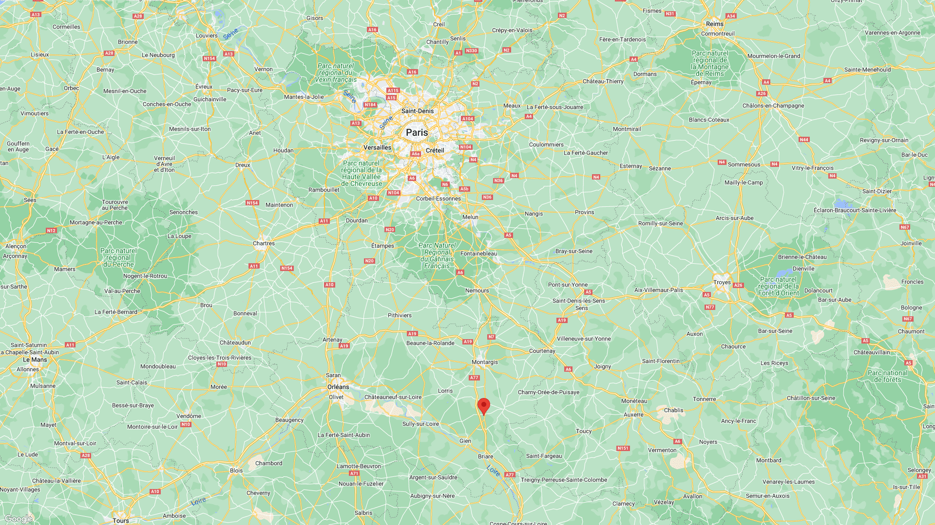 Carte de la localisation de l'Auberge des Templiers, Relais et Châteaux proche de Paris